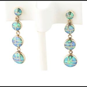 Black opal & gold earrings